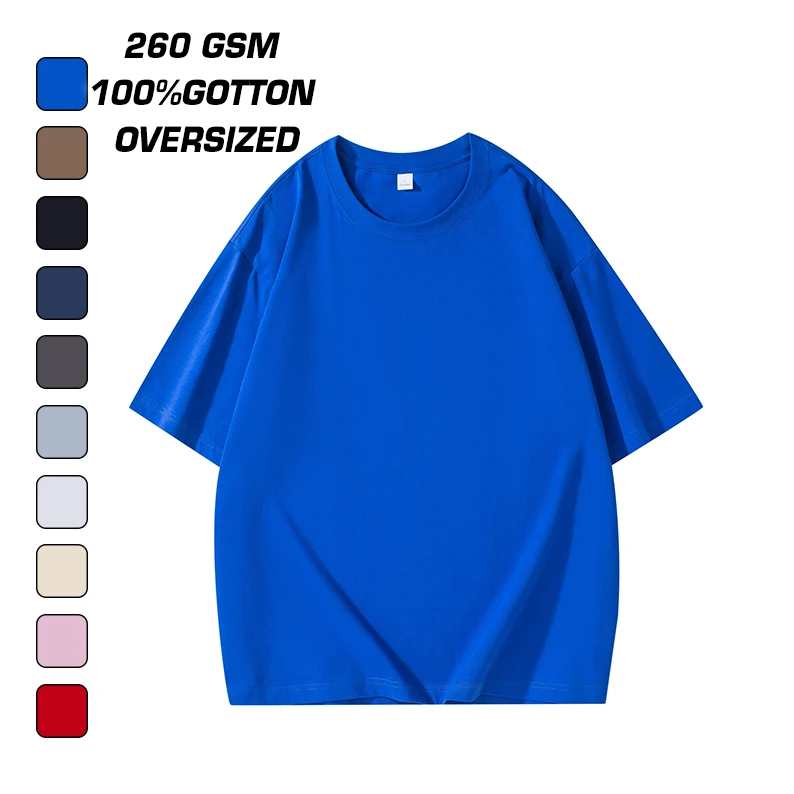 260 Gsm Blank Cotton Mens Hip Hop Drop Shoulder T-Shirts Streetwear Oversized Simple T Shirt For Men