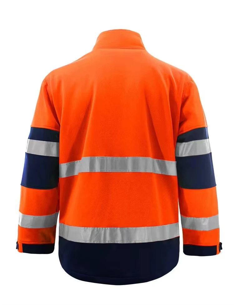 Winter outdoor windproof jacket with reflective stripes customized logo plush and thick hoodie jacket