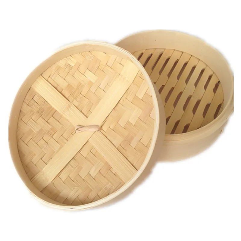 different size bamboo basket weaving dim sum use bamboo steamer