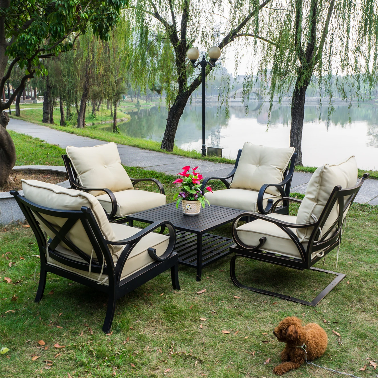 
2020 popular America style wholesale cast aluminum furniture outdoor garden sofa 