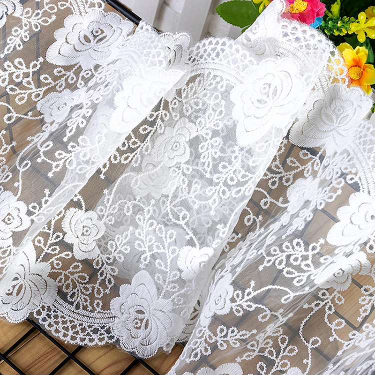 High Quality Cotton Trim Trimmings Lace Fabric Manufacturers Exquisite White Flower Embroidery Can be Used for Tie-dye
