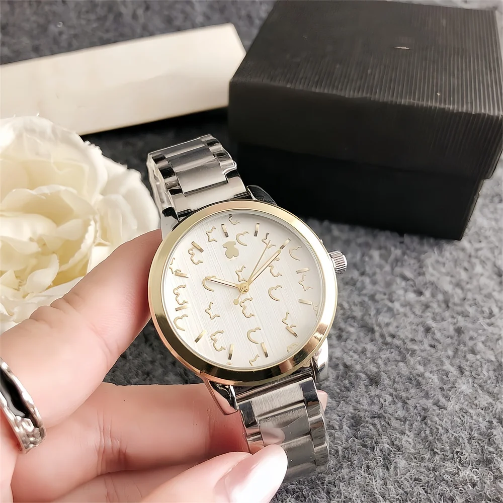 Luxury Stainless Steel Famous Brand Ladies Wrist Watch Bear Logo Women Men Quartz Watches for 2024 Relojes de acero inoxidable