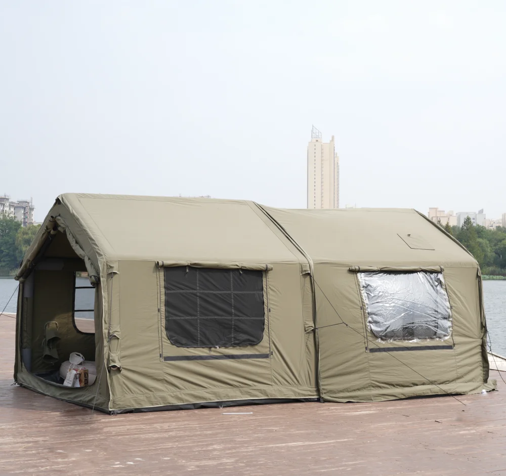 15㎡ Inflatable Tent Waterproof with Oxford Canvas Cotton Fabric Portable Feature for Outdoor Camping