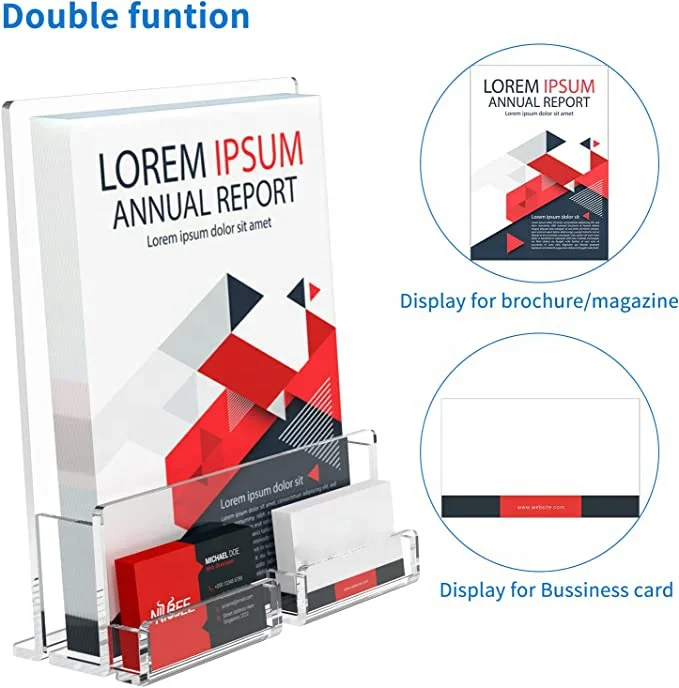 2 Pack 8.5*11 Inches Business Card Holder Brochure Display Stand Plastic Leaflets for Magazines Brochures Menus Journals