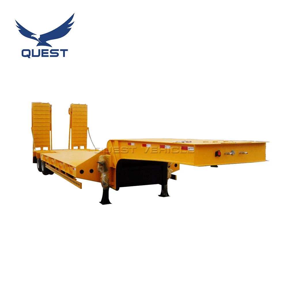QUEST Vehicle Cheap Price 2 Axles 30-40 Tons Low Bed Semi Trailer Efficient Truck Trailer