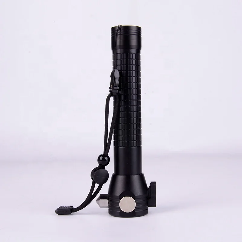 Multi-function Waterproof AAA Battery Powered led Flashlight  Magnetic Aluminum Car Safety Hammer Work Light Torch