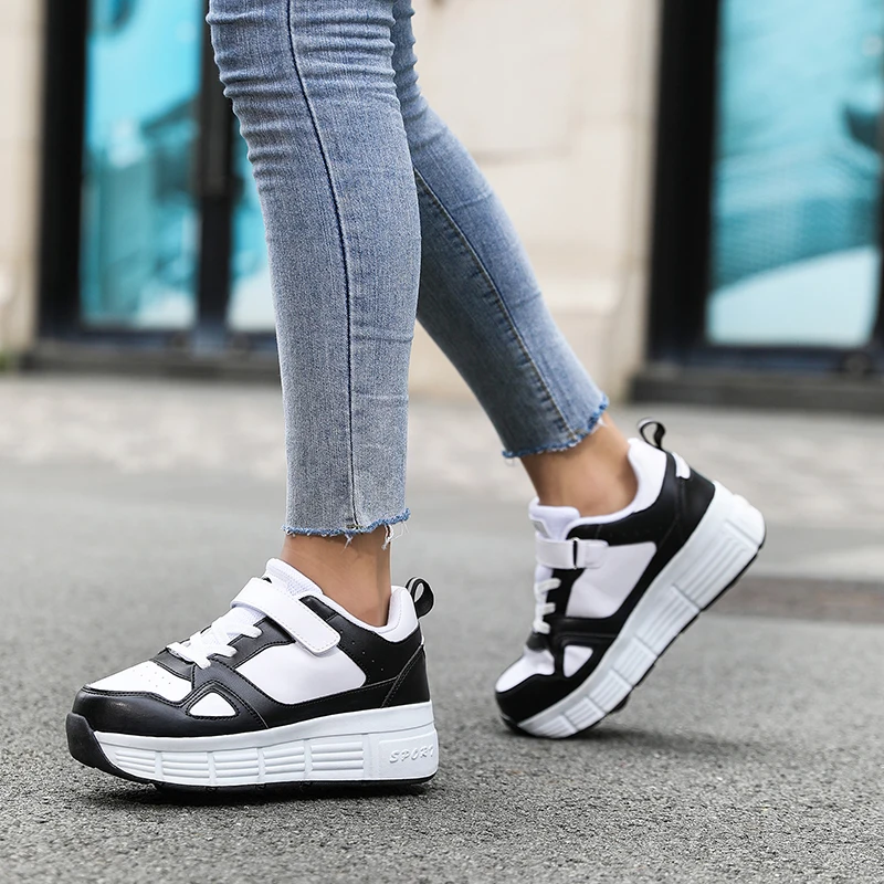 Hot-selling Elementary Fitness Freestyle Boys Girls Roller Shoes With Retractable Wheels Mesh Sports TPR sole Kids Roller Shoes