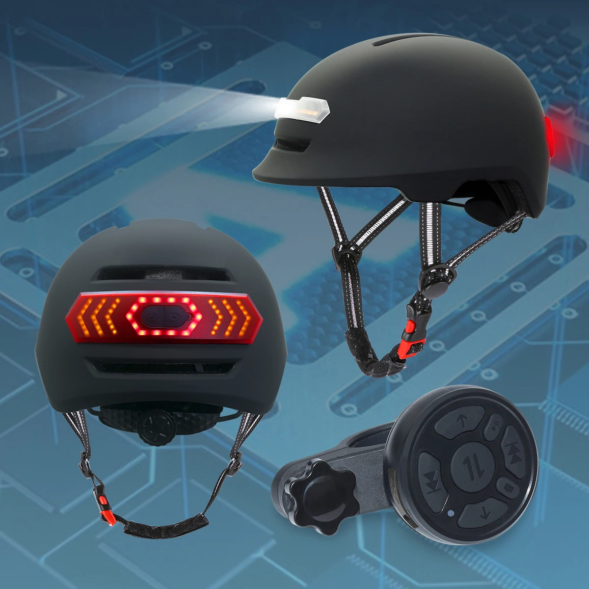 New AI Intelligent Turn Signal Speaker BT headset Hands free Smart Voice & Remote Control Smart Helmet Scooter Bike Helmet