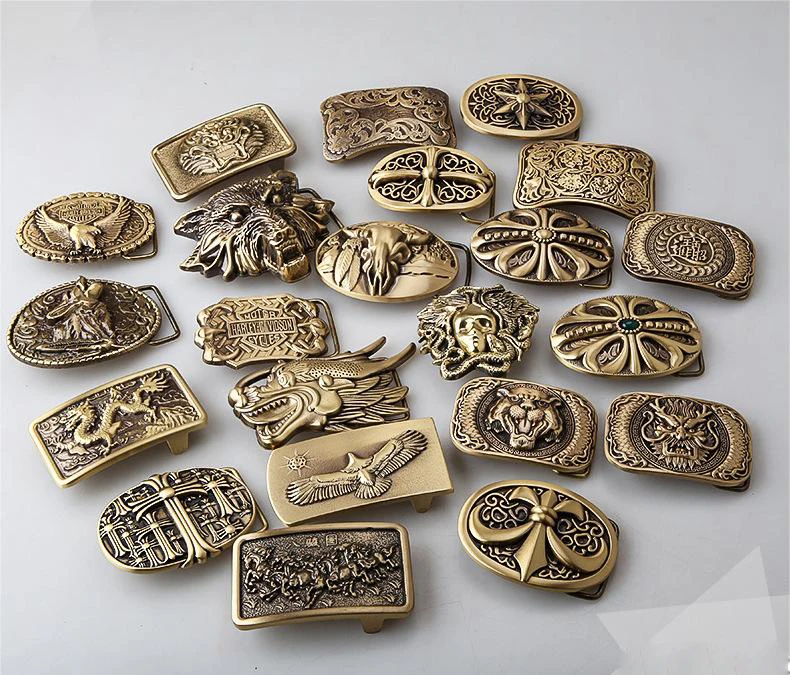 Men Leather Belt Decoration Solid Brass Belt Buckle 40mm Embossed Belt Buckle Antique Finish Fashion Western Buckle Wholesale