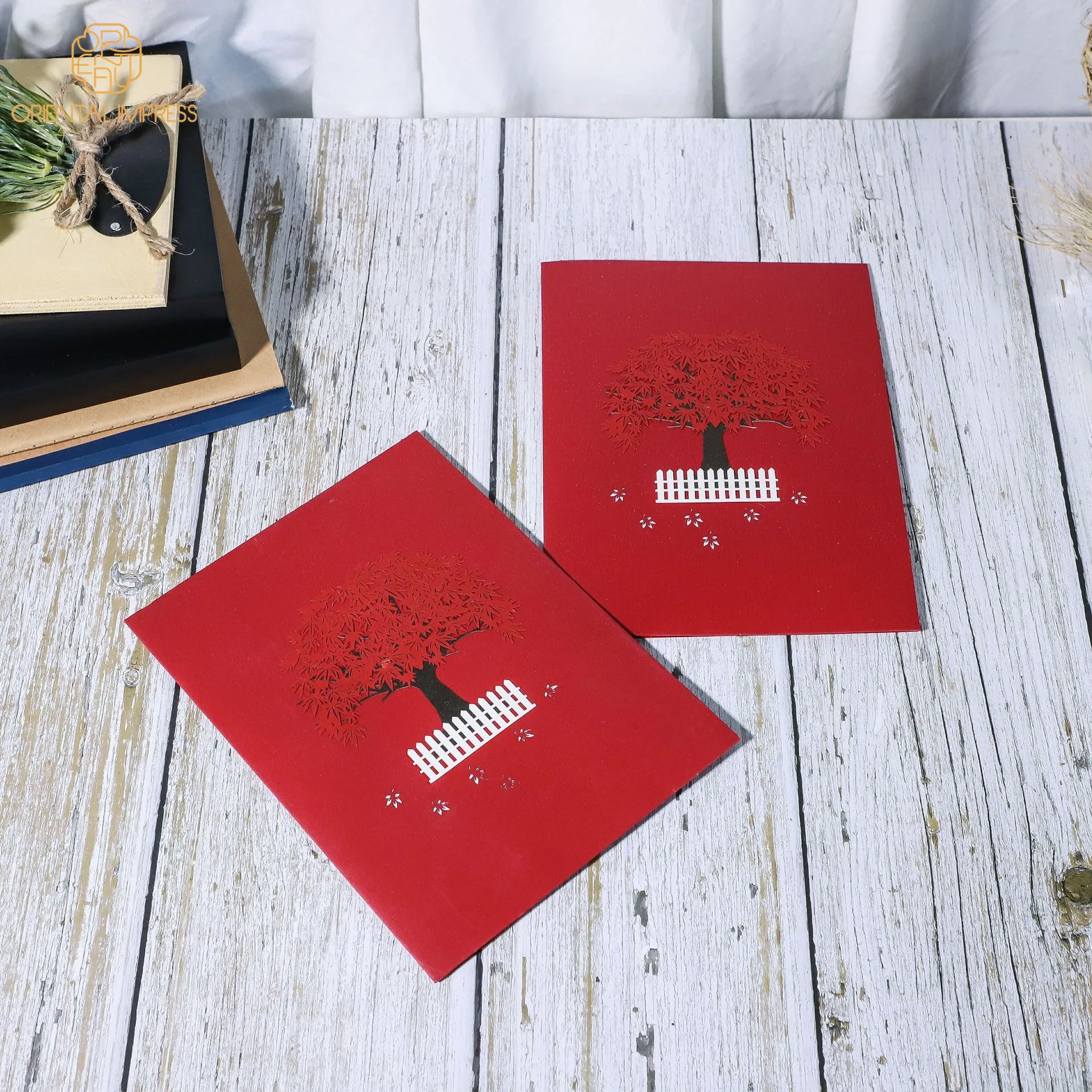 Custom Origami Maple Tree Greeting Card Fall Design 3D Pop Up Season Greeting Cards