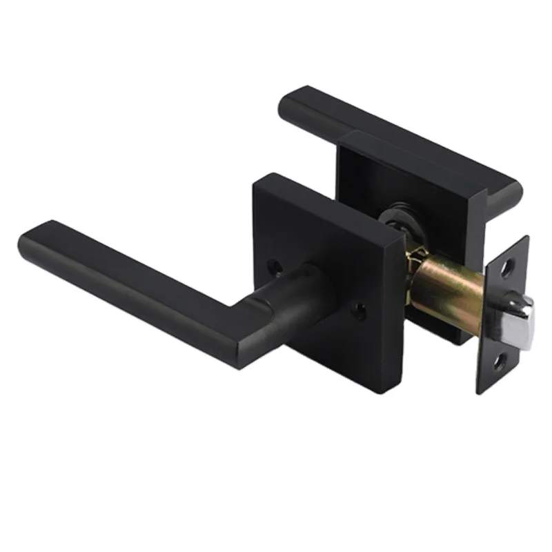 matt black zinc alloy lever door handle,  tubular lever leverset  lock for passage door