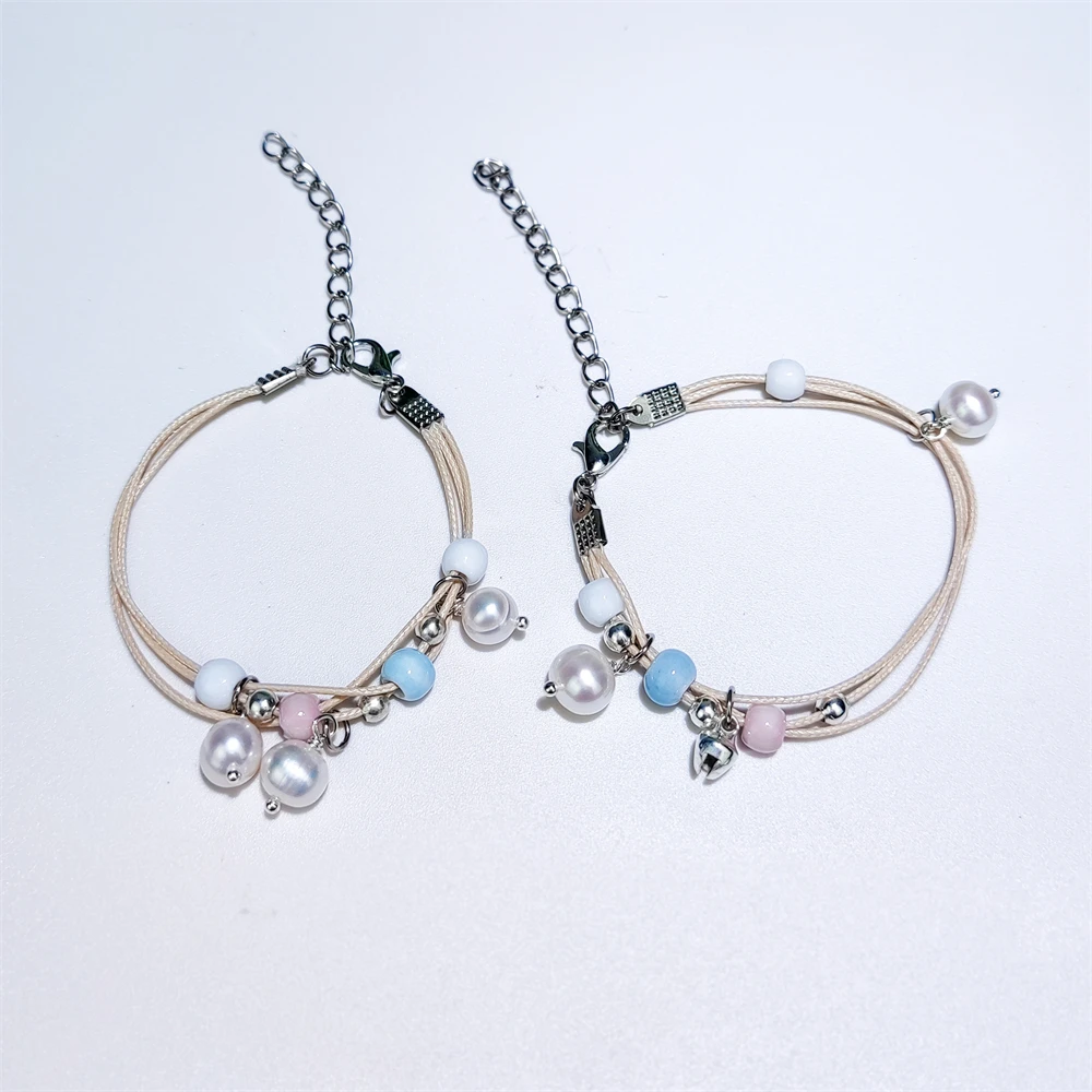 Прямая Продажа с фабрики фарфоровые веревочные браслеты ручной работы подвесками в виде колокольчика из натурального жемчуга керамический браслет подвеской