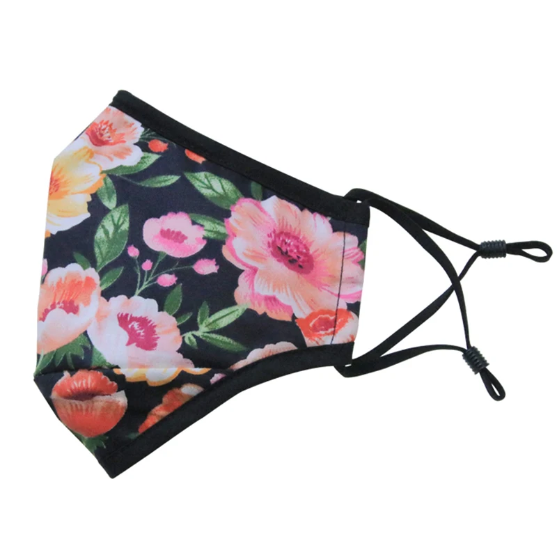 Custom Print Logo Design Washable Reusable Mask Face Cloth Polyester Cotton Fabric Facemask Party Masks