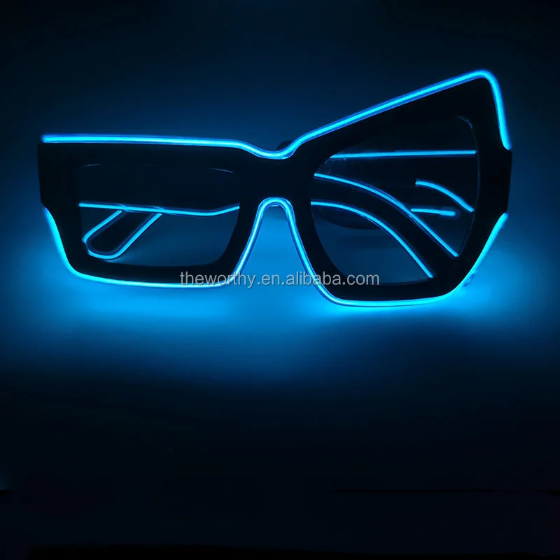 T-Worthy NEW Halloween Glowing EL LED Glasses Wireless Light Up Glasses Cool Girl Boy Costume Festival Party Sunglasses