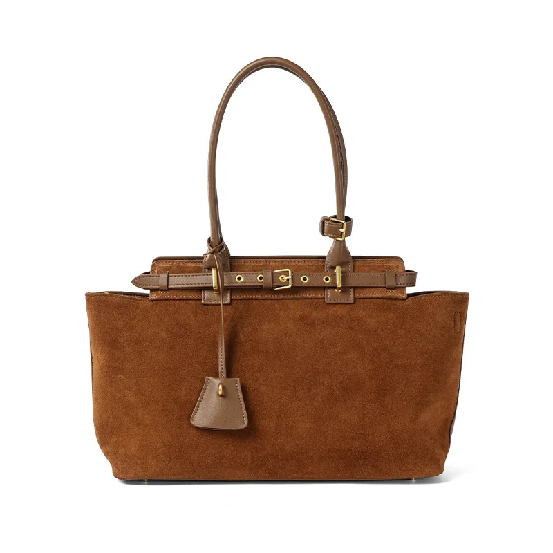 Elegant Suede Leather Handbag Modern Leather Shoulder Bag Purse For Women