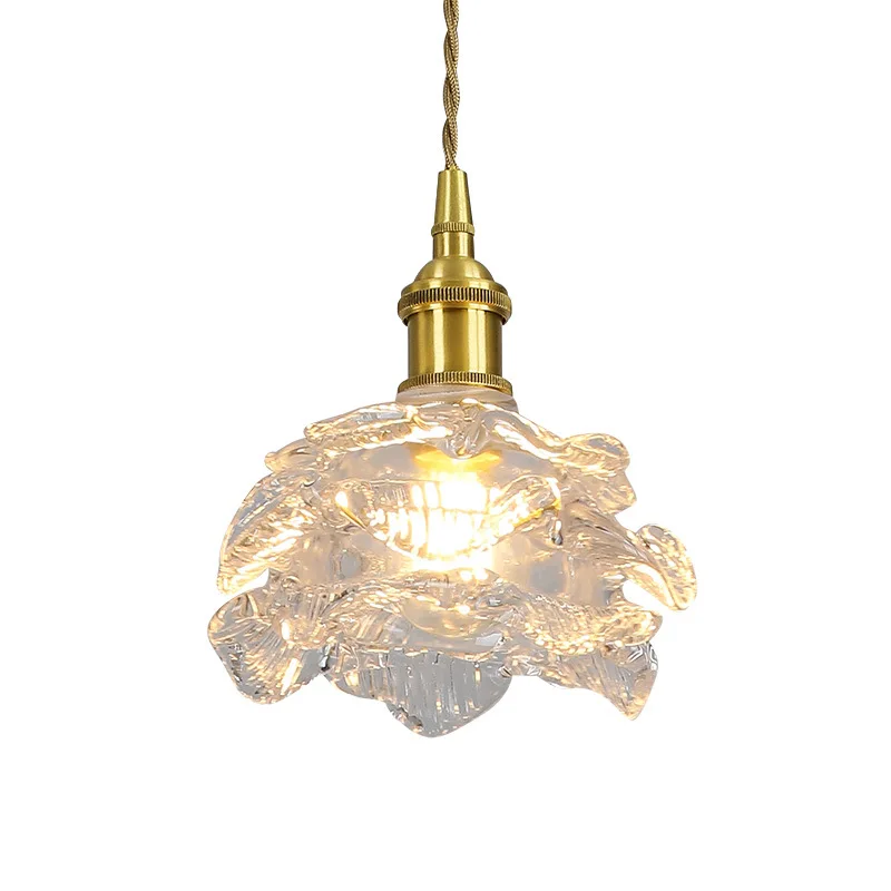 Nordic Vintage Style Creative Brass Glass Pendant Lamp  Hotel Bedroom Corridor Restaurant Lighting