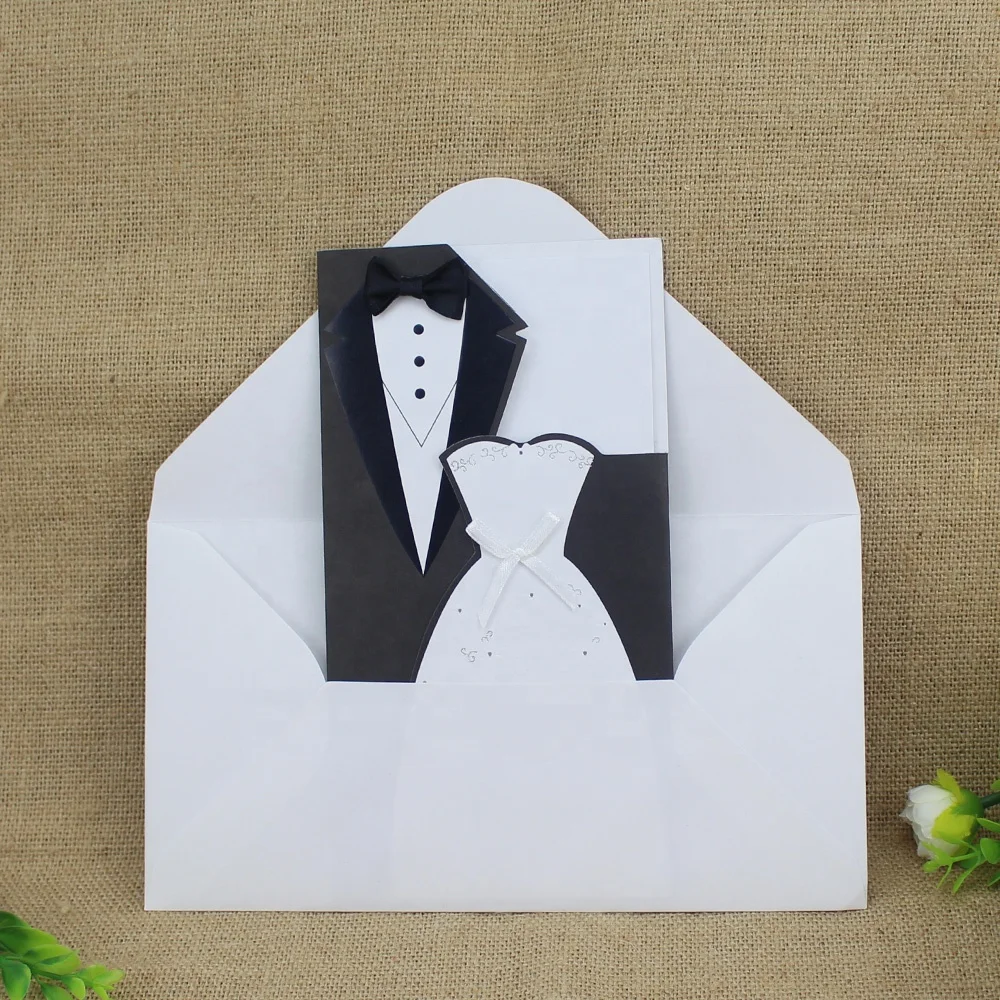2020 Ideal Products Elegant Folding Bride and Groom Wedding Invitation Card