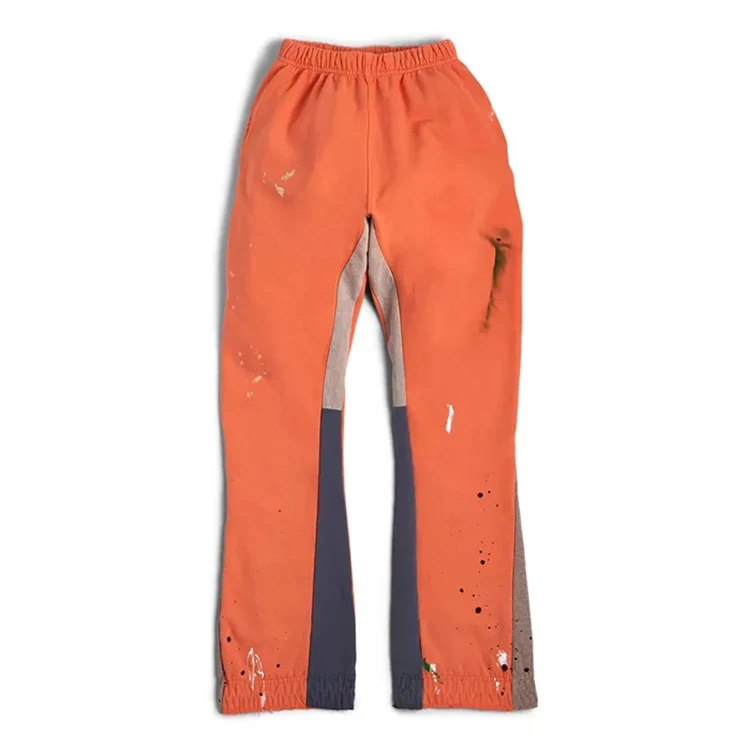 High Quality Custom Track Pants Flare Sweatpants Men Stack Jogger Patchwork Graffiti Paint Splatter Flare Sweat Pants For Men