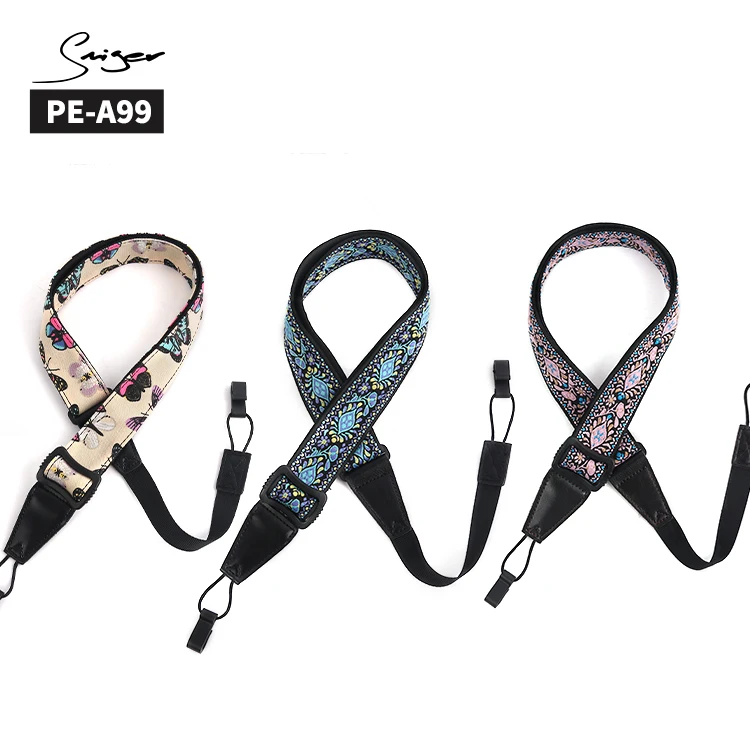 Wholesale OEM quality unique design color  nylon  guitar shoulder strap lock guitar strap
