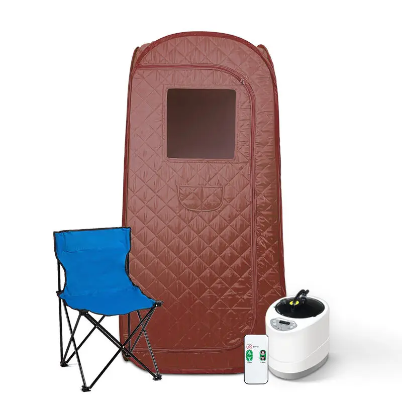 Household Portable Steam Sauna Tent Foldable Full Body Sauna Wet Spa Cabin Royal Brown Home Sauna Box