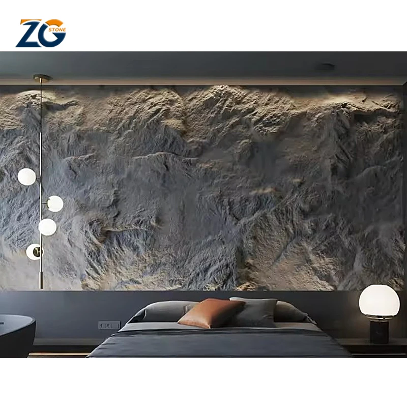 ZGSTONE Wholesale 1200*600mm Factory Price Late Size Pu Stone Wall Panels 3D Pu Grain Rock Polyurethane Artificial Stone