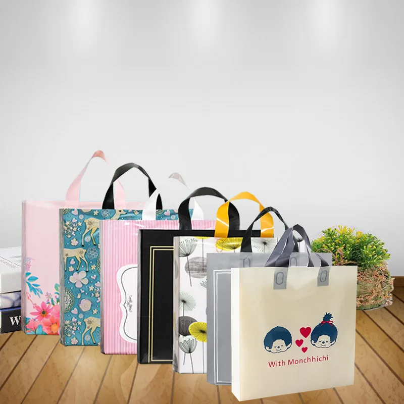 strong anti tear recyclable  plastic bags horizontal sac plastique for gament boutique