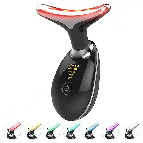 Factory Wholesale Facial Massager At Home Double Chin Reducer Beauty Device 7 Color LED Light Therapy For Face Neck Skin Care