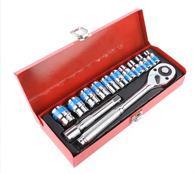 12 шт. 1/2 дюймов хром-ванадиевая сталь механик ключ с храповым механизмом Набор торцевых головок металлической коробке