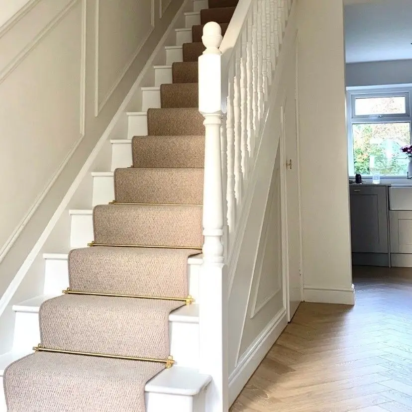 Doorshine Easy installation DIY Solid Brass Knurled Stair Rods Customized made lever copper bars for fixed carpet