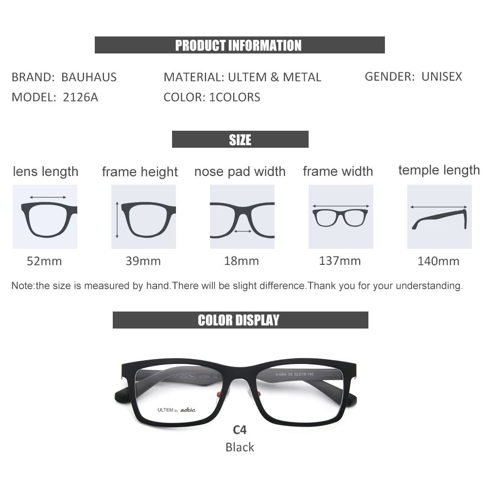 2126A Cheap Warehouse Clearance Factory Price Ultem Unisex Eyeglasses Frame