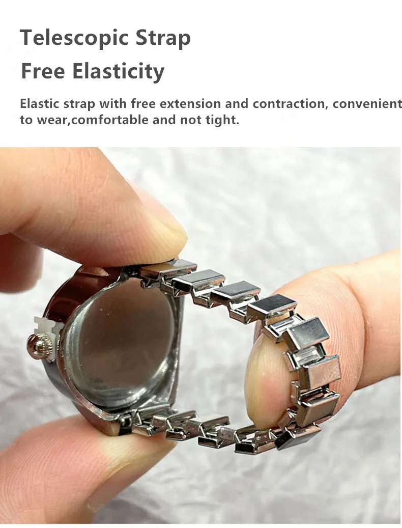 Hot selling Heart Shape lady Quartz Finger Ring Chain Couple Ring Quartz Watch Finger Gift Ring Watch