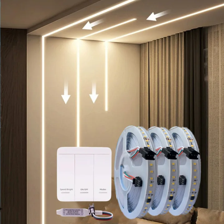 Flowing water led linear light 24v running water flowing led strip dc 12v 10m 15m led light strip with motion sensor