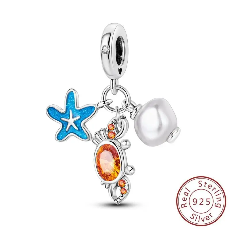 New original Coconut Tree Turtle Crab Clover Pendant charm beads S925 Sterling Silver charm DIY Bracelet for women gifts jewelry