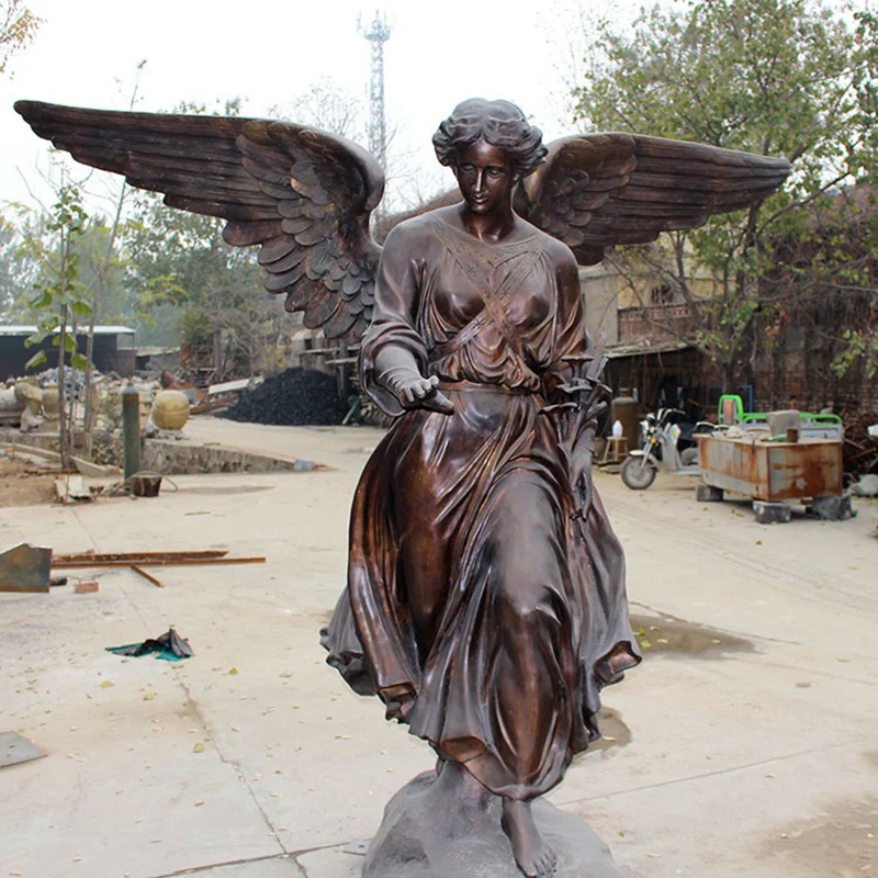 Custom Life Size High Quality Art Handmade Casting Metal Craft Bronze Angel Sculpture For Sale