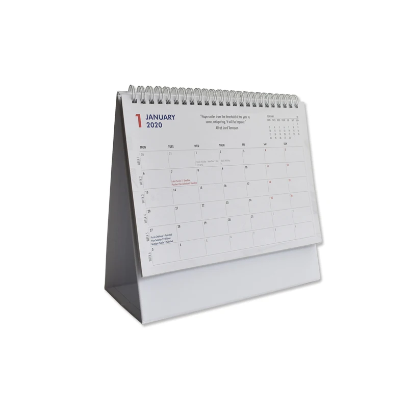 Promotion Custom daily desk calendar printing Monthly weekly Days Wire-O Stand Flip Desk Calendar