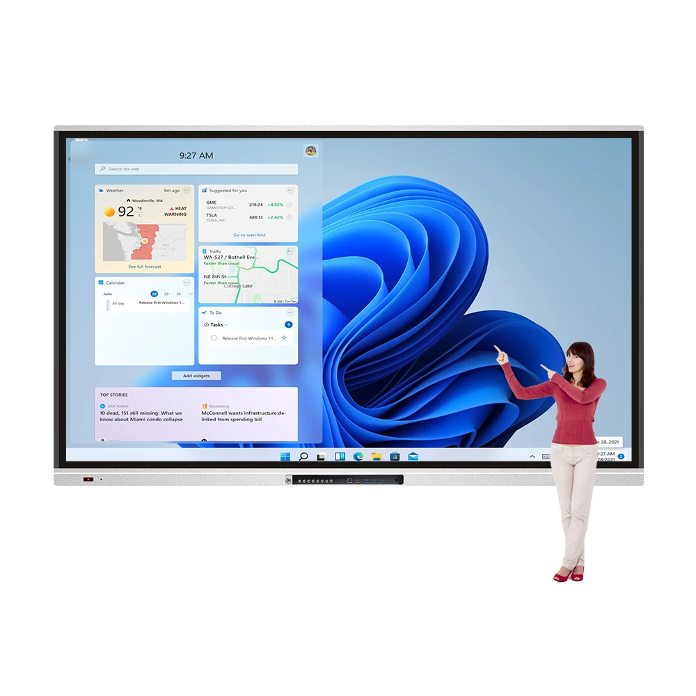 65/75/85/98 Inch Touch Screen LED Display Flat Android Windows System Smart Interactive Board Panel White Interactive Board