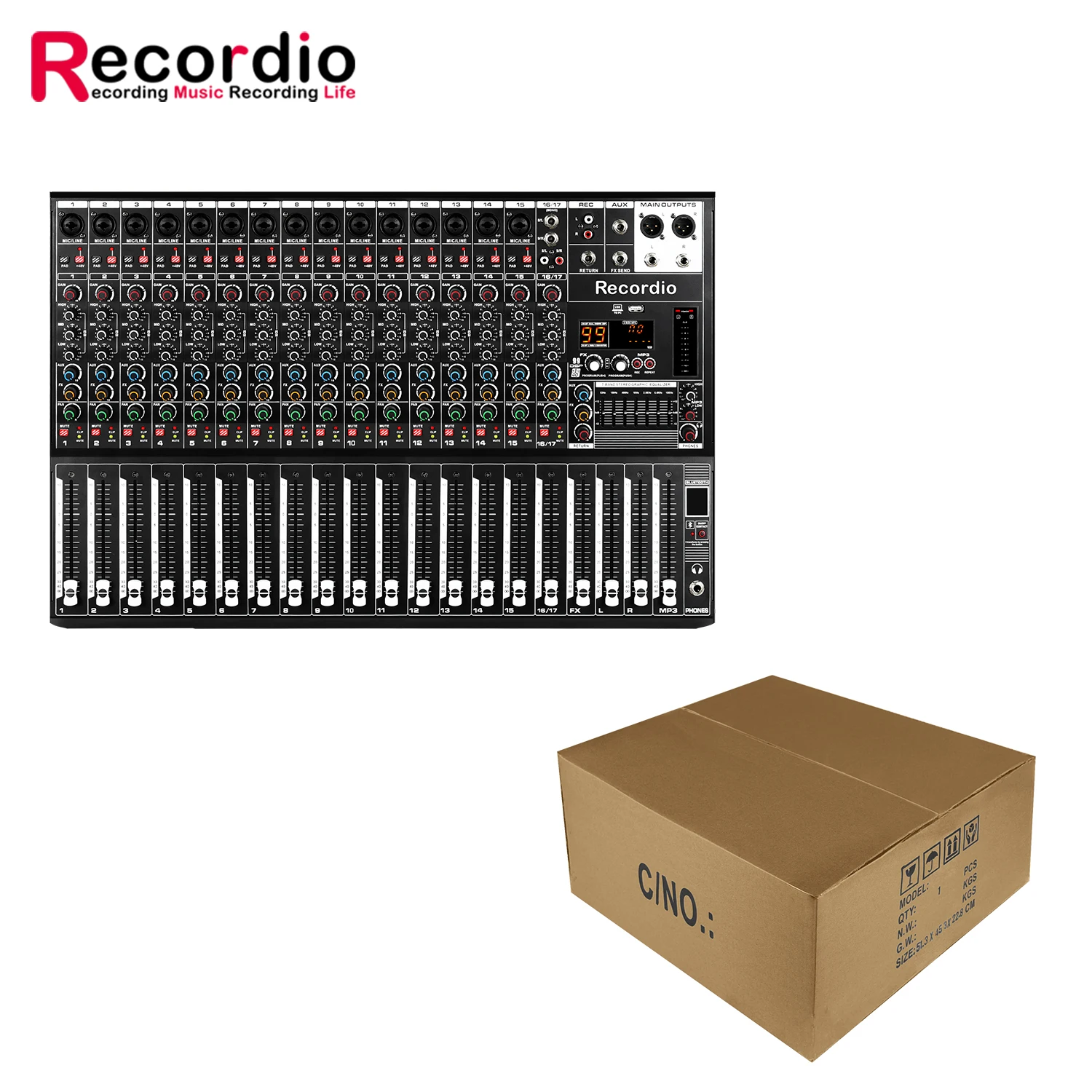 GAX-Q16 Recordio High Quality Audio Mixer Professional Digital Stage Mixer With 99DSP 7 Segment Equalizer