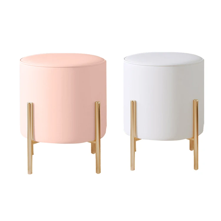K & B оптовая продажа, скандинавский дешевый современный розовый оттоманка, круглый стул, бархатные штабелируемые стулья с железными ножками