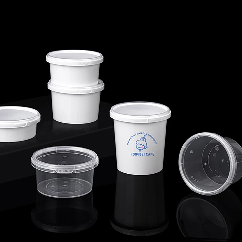 DG High Quality Round Disposable Plastic Take Away Food Container With Lid Microwave Tamper Evident Deli Cup