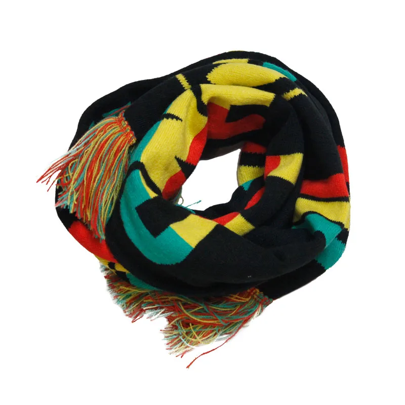 Custom Hot Selling Double Knitted Pattern Acrylic Soccer Football Scarf with Custom Logo Brand Knitted Scarf