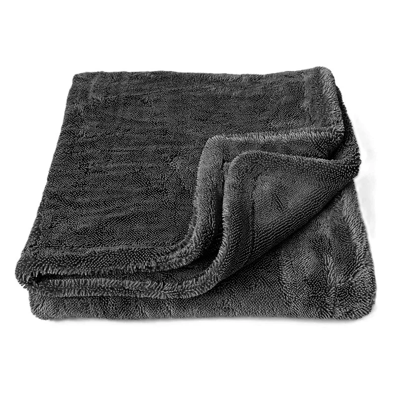 best quality black twisted loop microfiber dry cloth microfibre towels car wash detailing drying towel 1400gsm 2000gsm