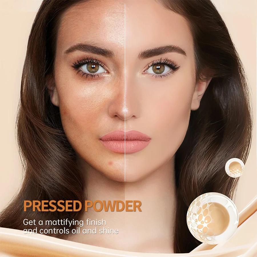 Hot Selling Kirrming Compact Powder 3 Colors Oil Control Waterproof Long Lasting Full Coverage Whitening Matte Setting Powder