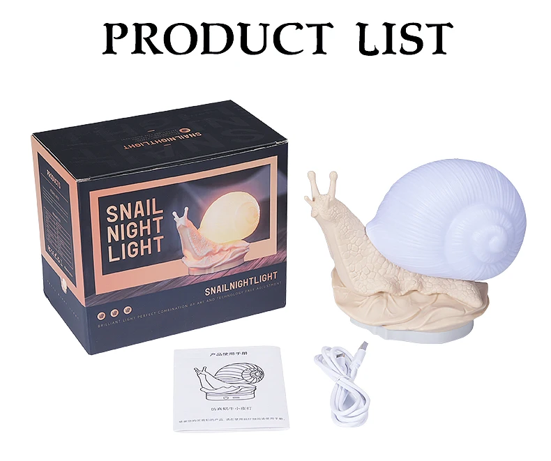 2024 New Product LED Color Change Light Touch Simulated Snail Bedroom Desk Lamp Night Light
