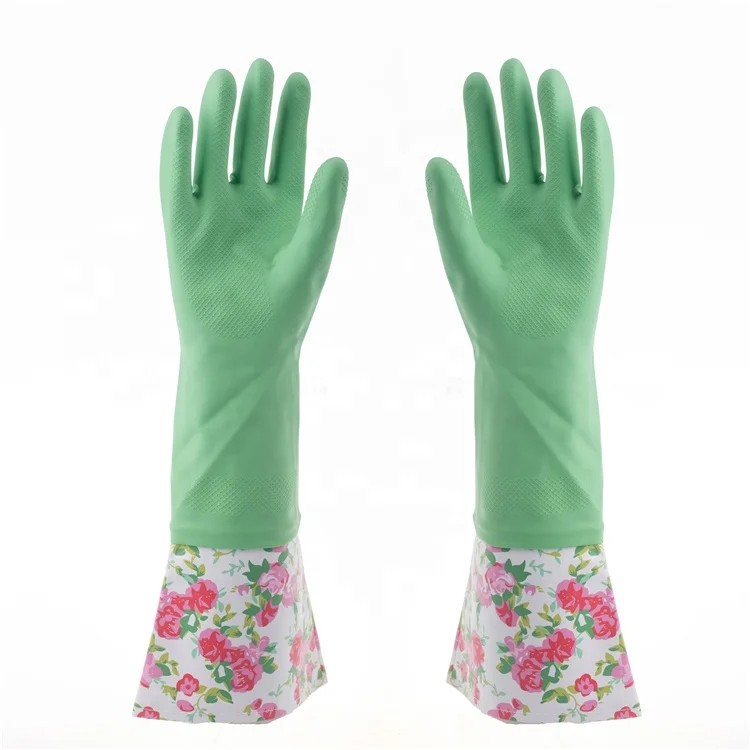custom printed latex shoulder rubber reusable gloves