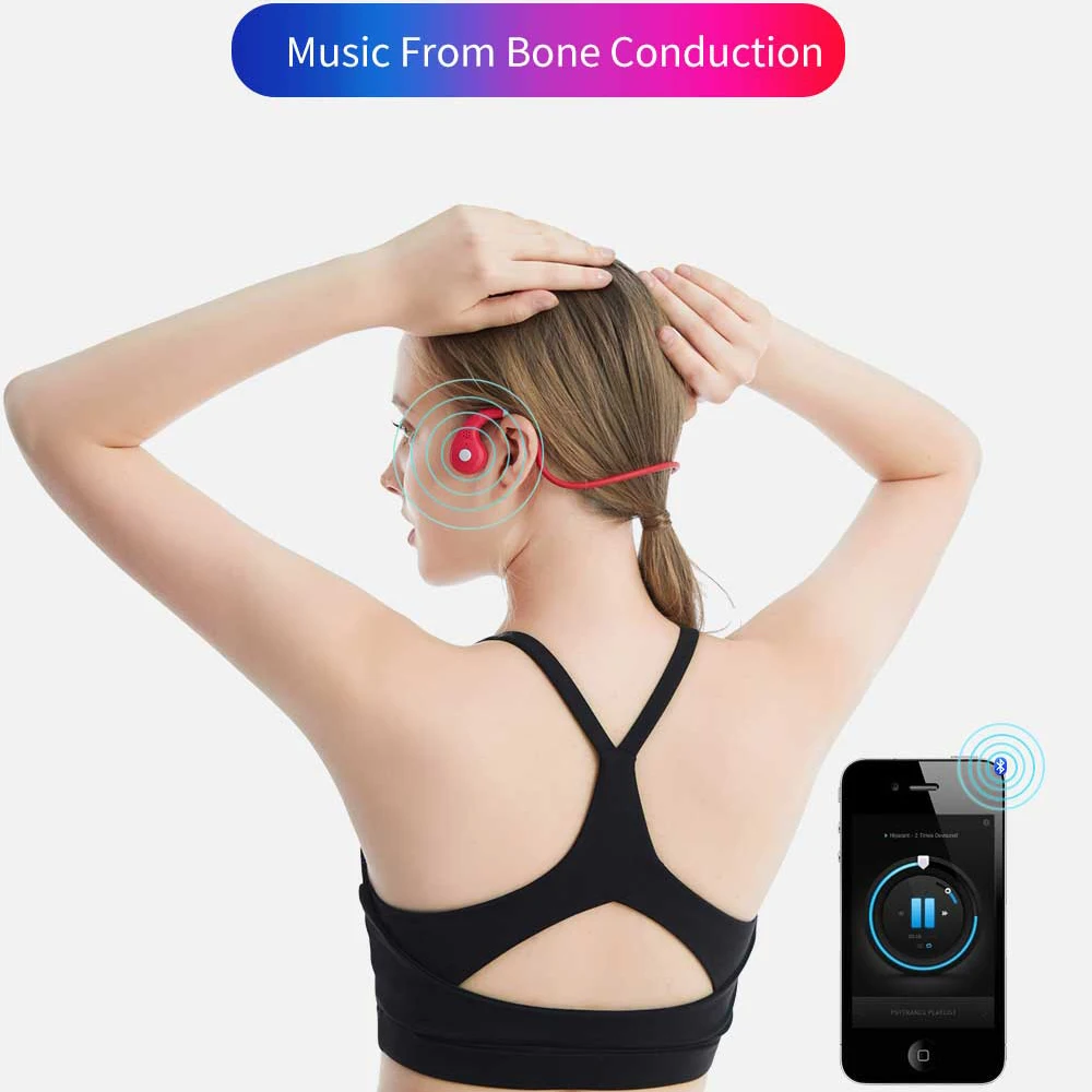 Bluetooth 5.0 wireless headsetSweat Resistant Sports Earphones with Microphone Volume Control Bone conduction headphones