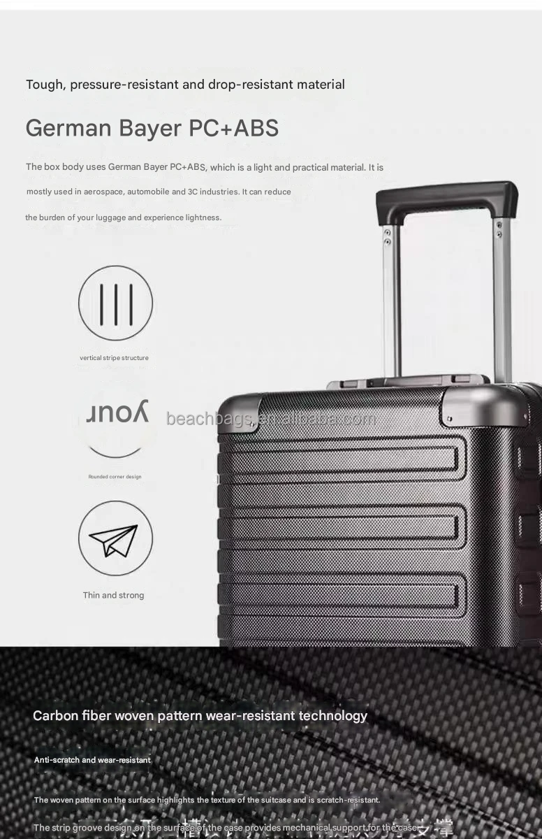 Custom High quality Narrow frame aluminum frame Suitcase Stronger and wear-resistant Anti-Scratch ABS & PC material Luggage