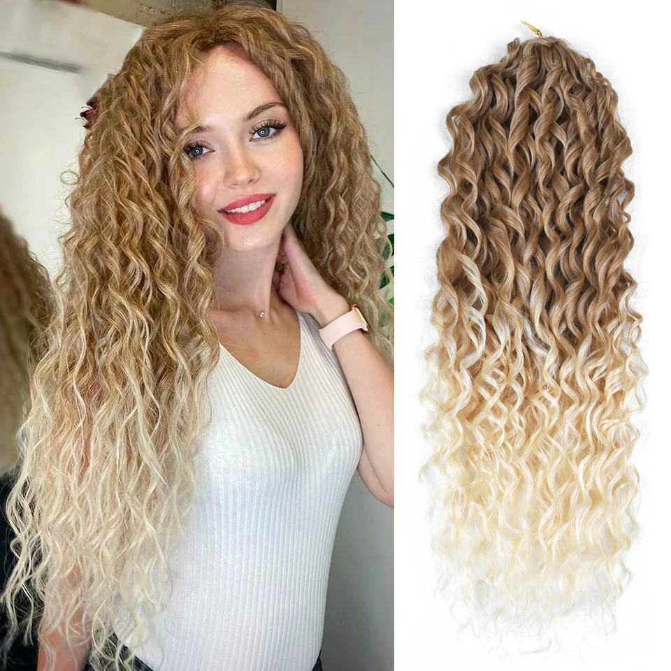 Jessica Ocean Water Wave Twist Crochet Hair Ombre Blonde Loose Deep Wave Braiding Hair Extension
