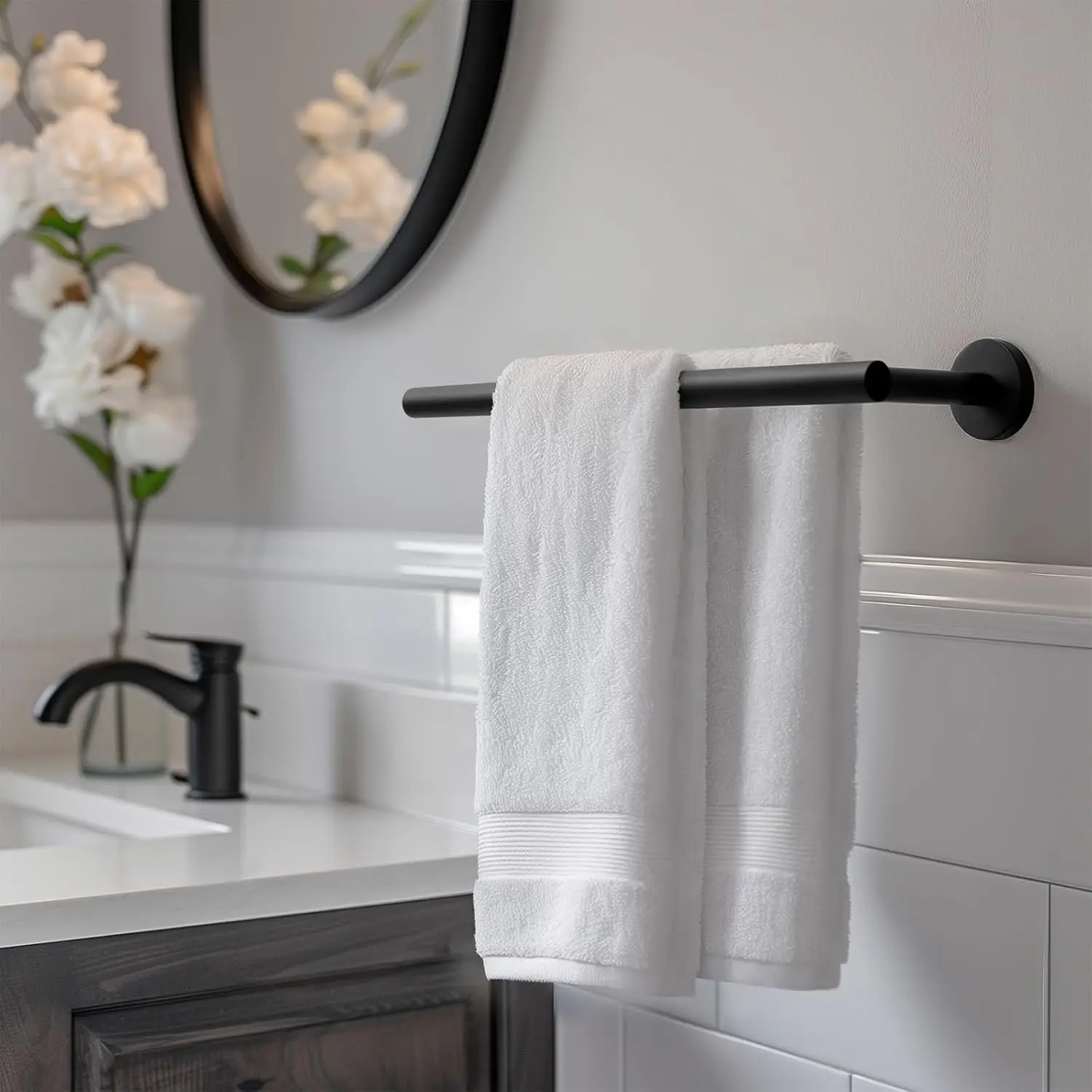 Bathroom wall double-layer towel bar 24 inch brushed nickel towel bar wall mounted 304 stainless steel bathroom towel rack