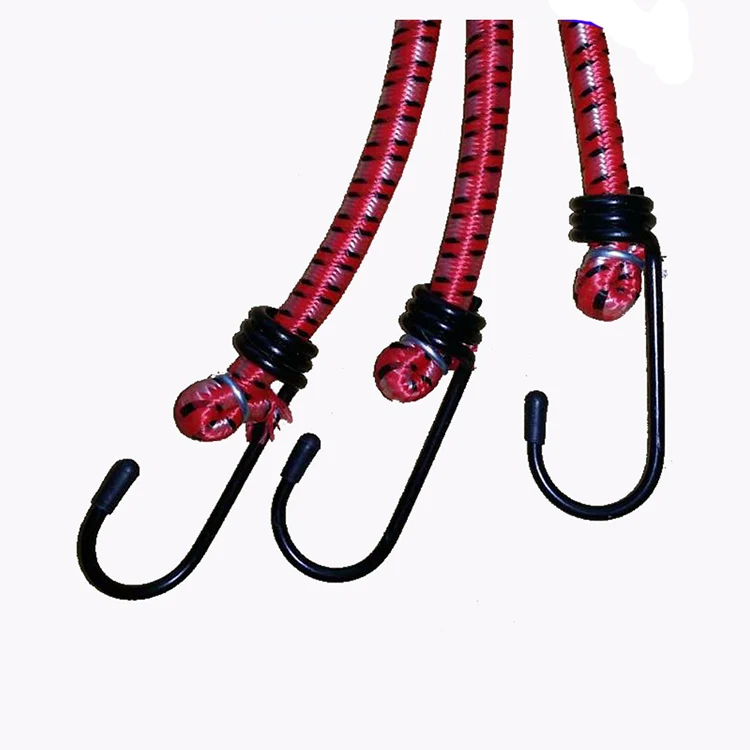 Adjustable Elastic Flat Loop Rope Heavy Duty Tie Down Jumping Bungee Cord With Metal Hook