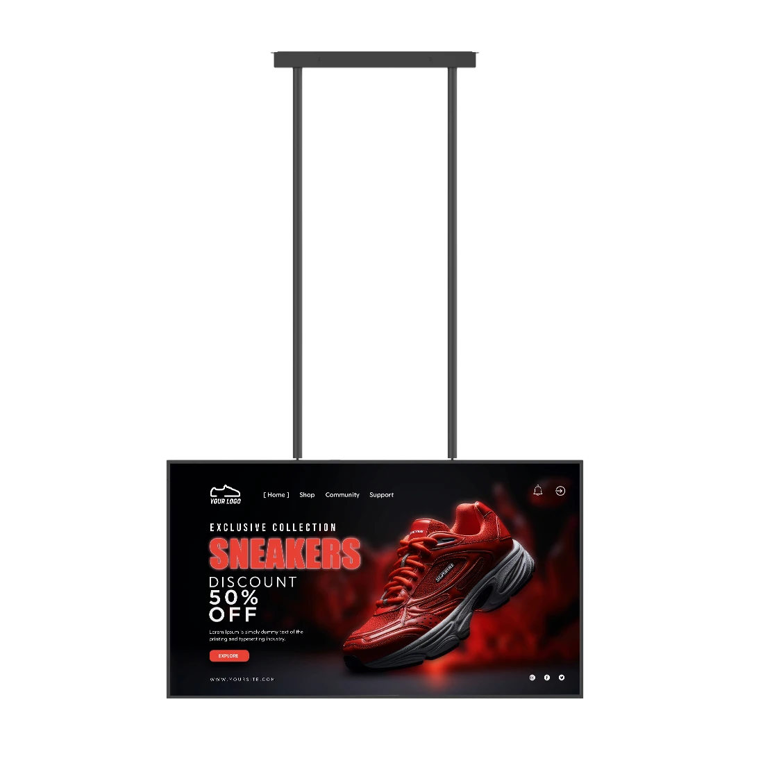 55 inches High Brightness Window monitor LCD Sunlight Readable Window Facing Display Ceiling Window facing display screen